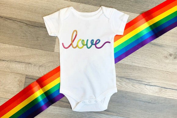 Download Cursive Rainbow Love Embroidery - Love embroidery Collection