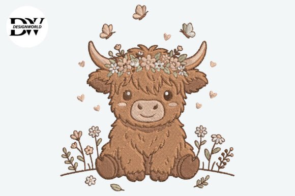Download Cute Baby Highland Cow Embroidery Design - Baby Collection