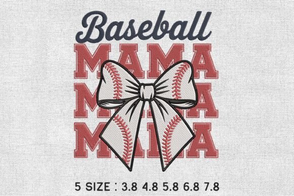 Download Baseball Mama Bow Embroidery Design File - Premium Resources